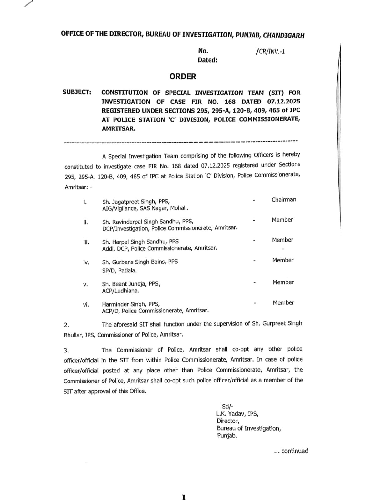 ਬ੍ਰੇਕਿੰਗ ਨਿਊਜ਼: 328 ਸਰੂਪਾਂ ਦੇ ਮਾਮਲੇ ਵਿੱਚ Punjab Government ਦਾ ਵੱਡਾ ਫੈਸਲਾ, SIT ਦਾ ਗਠਨ